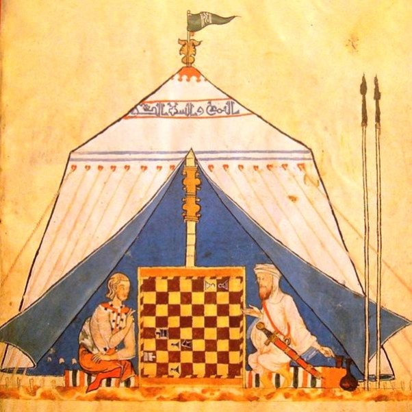 Musliman i kršćanin igraju šah. Naslikano 1285. godine